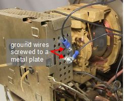 The ground wires connected to a metal plate in the PC monitor
      power supply.