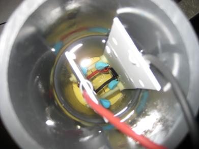 The positive/negative high voltage Cockroft-Walton voltage 
      multiplier boards immersed in insulating mineral oil.