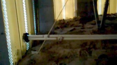 Solar hot water system CPVC pipe entry into the crawl space.