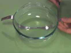 3. Cut on end of the long strip for the ball cyclotron/
      electrostatic accelerator.