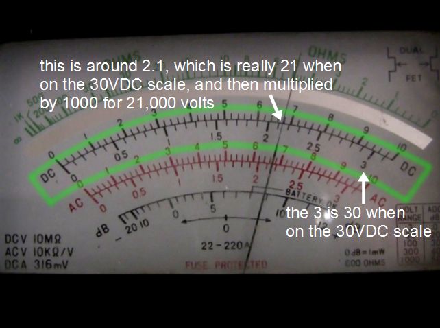 The voltage reading while measuring the voltage for the smoke precipitator.