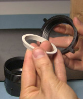 Plumbing parts were used for the casing for the Stirling engine's diaphragm.