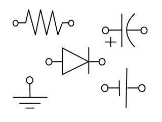 A collection of electronic symbols.