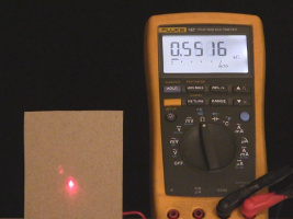A sample of the photoresistor's/photocell's resistance reading on the meter.