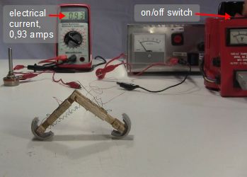 The setup for powering the nitinol wire/shape memory alloy 
      inchworm.
