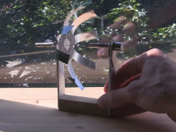 The sunflower heat engine in sunlight.