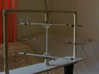 Animated gif made from movie of Poynting flow thruster with 
      bare wire on test rig.