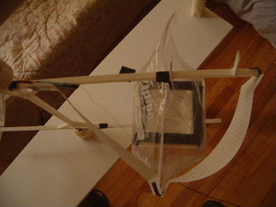 Poynting flow thruster test with paper strips redirecting
      ionized airflow from bare wires.