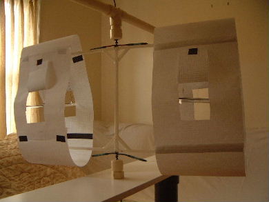 Poynting flow thruster with some of the avenues for ion wind
      unblocked.