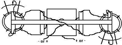 Top view of details of my Thomas Townsend Brown style 
      experiment rig.